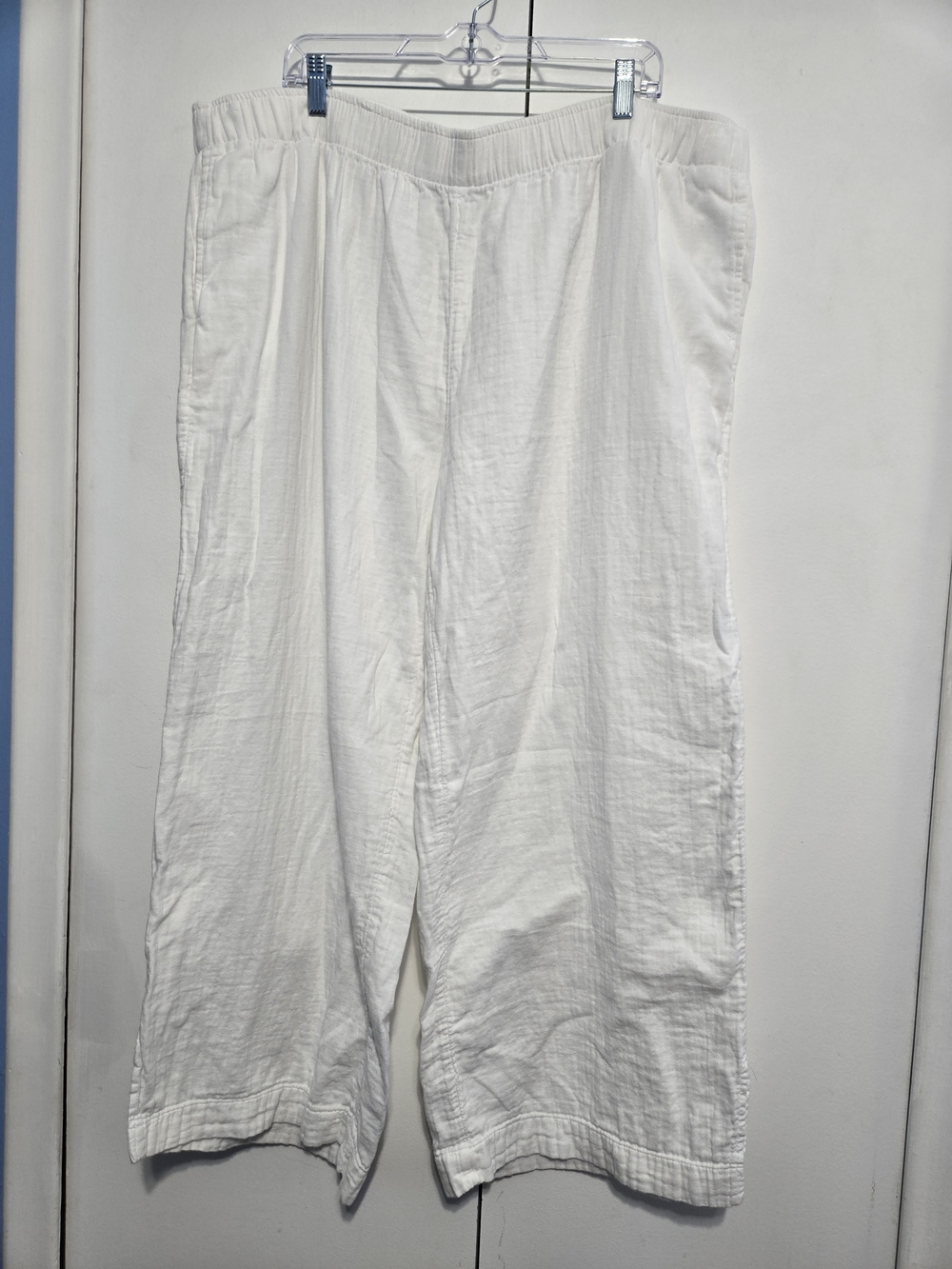 Old Navy 2X White Cotton Gauze Wide Leg Pants Plus Size Beach Coastal